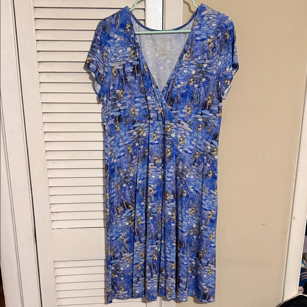 V-Neck Dress Inspired by Claude Monet's "The Water Lilies"